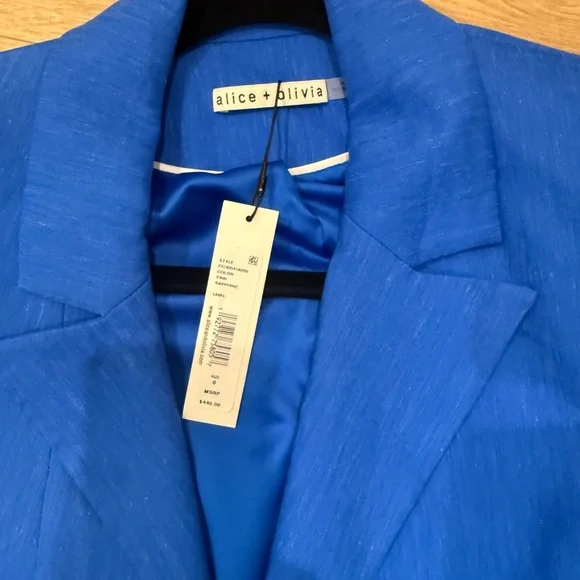 ALICE AND OLIVIA BLUE CROPPED BLAZER - Picture 5 of 6